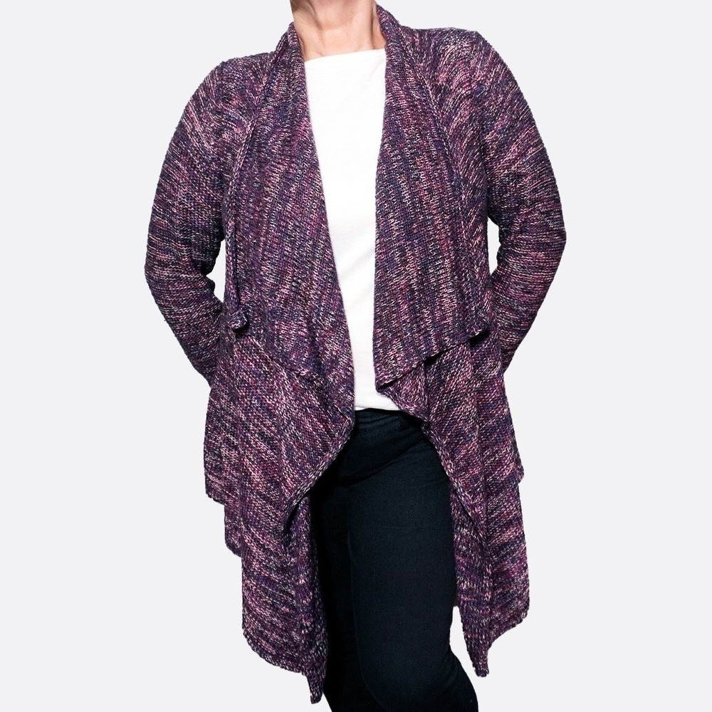 Torrid Purple Marled Waterfall Drape Cardigan 1X XL 14 16 Plus Size Boho‎ Chic